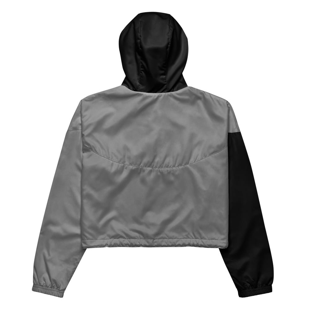 Grey logo cropped windbreaker