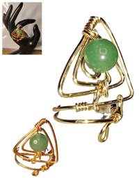 Image 1 of Green Adventurine and brass Pyramid