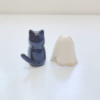 Image 5 of Glow in dark Cat With Ghost Mask Ceramic figurine 