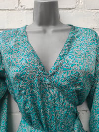 Image 2 of Wrap sari dress small to med Turquoise 