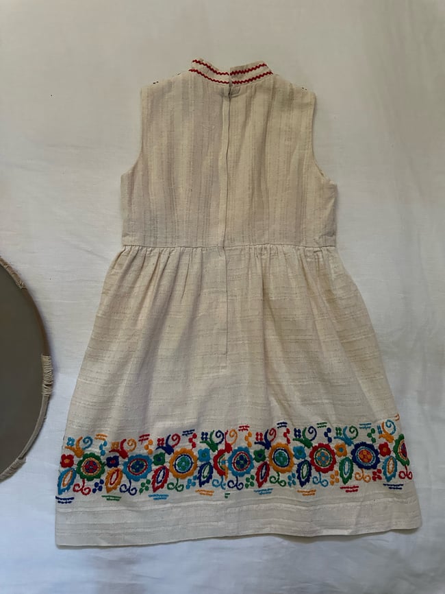 late 60s cotton muslin embroidered mini dress