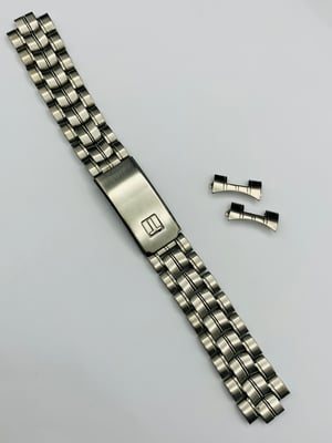Image of Genuine 1980's Tissot stainless steel gents watch strap bracelet band,used,clean, 17.5mm,curved lugs