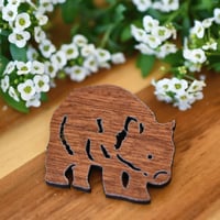 Image 1 of Wood wombat brooch 