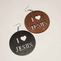 Image 3 of I love Jesus' wooden earrings 