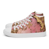 Image 1 of Pastel Pink Tattered Texture Gold Goth Lolita Baroque Inspired Women’s high top canvas shoes