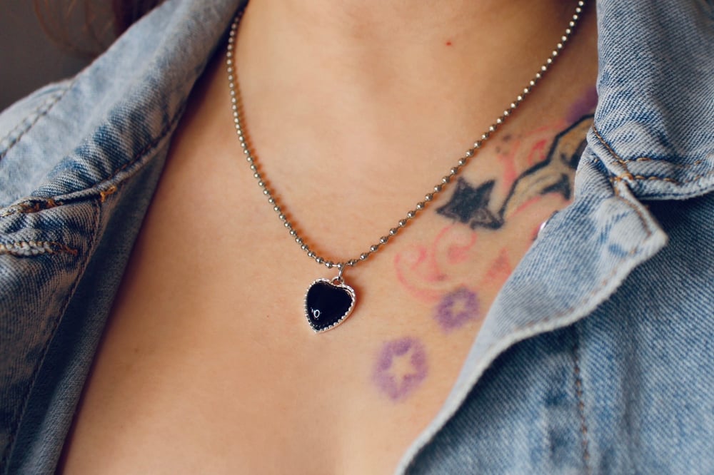 Image of Black Heart Necklace