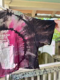Image 3 of 2XL CROP TOP Live Fast Eat Trash Raccoon REVERSE Tie Dye shirt 