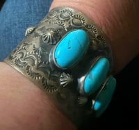 Image 6 of Five Turquoise Stone wide cuff
