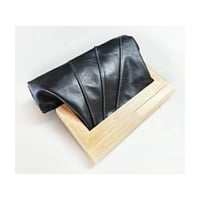 Image 2 of Black Leather & Timber Clutch