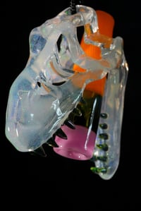 Image 4 of ROE ' SHERBET COLLAB **1OF2 MADE! Fully opalized skull with opalized uv teeth ✏️😤🦖