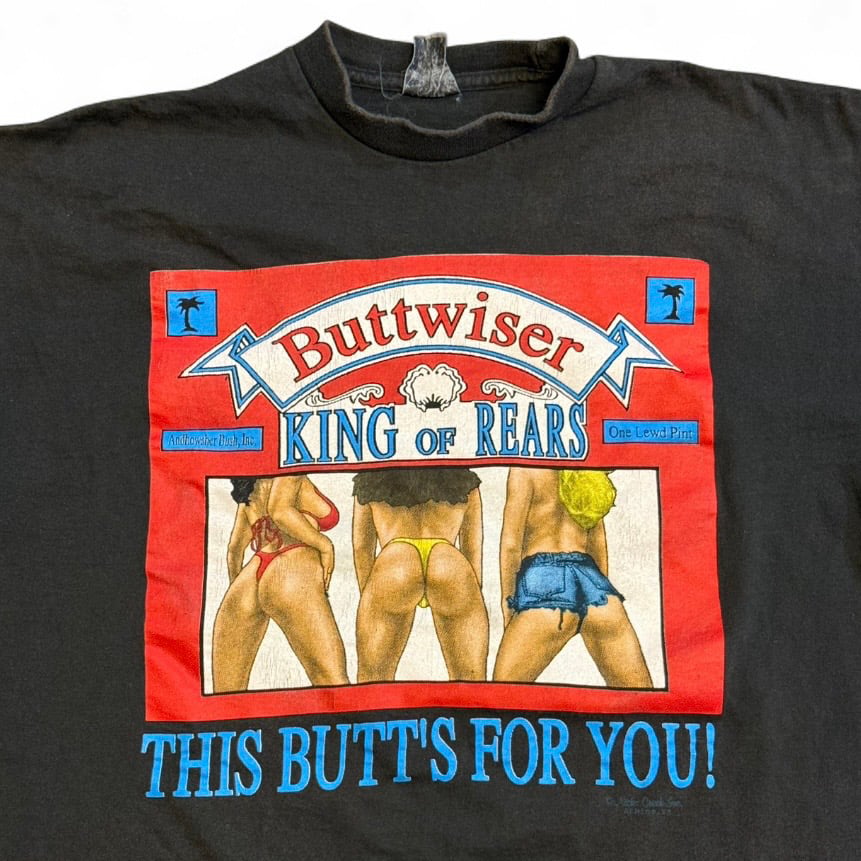 Image of 1990s Rare Buttwiser Budweiser Parody Graphic Tee (XL)