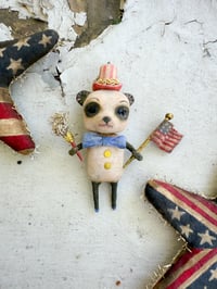 Patriotic Panda Spun Cotton Ornament – Handmade Patriotic Folk Art with Flag