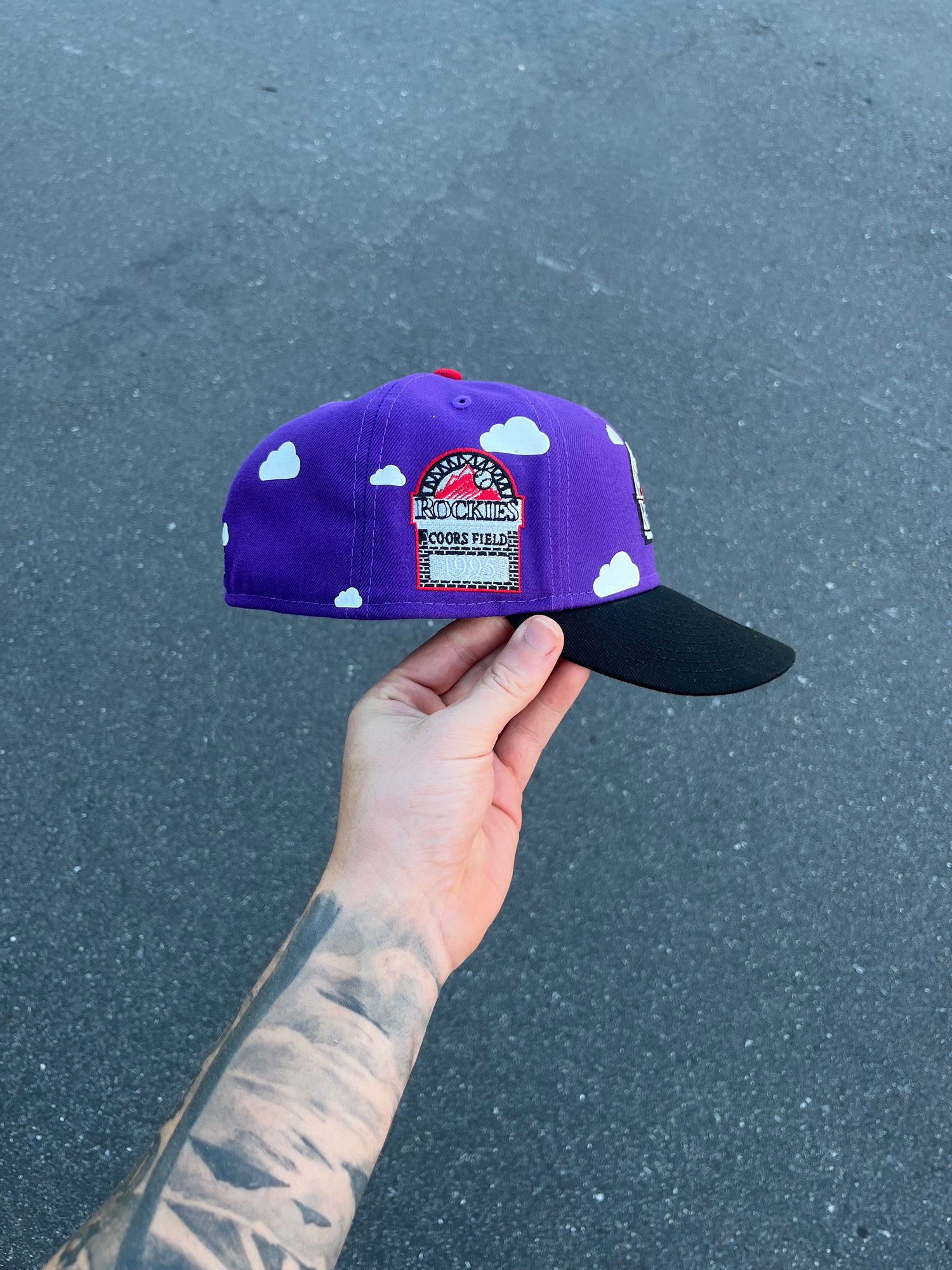 Image of RED BRIM PARTLY CLOUDY  COLORADO ROCKIES CUSTOM FITTED CAP
