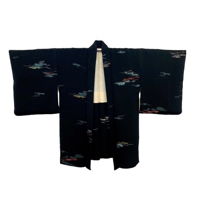 Antique Silk Haori (Black Metallic Mist) | LUMEN