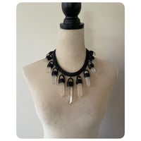 Image 4 of The Empress Necklace - Large Clear Quartz Crystals and Black Leather