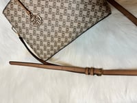 Image 6 of DKNY Monogram Satchel Crossbody – Beige/Brown – Preowned