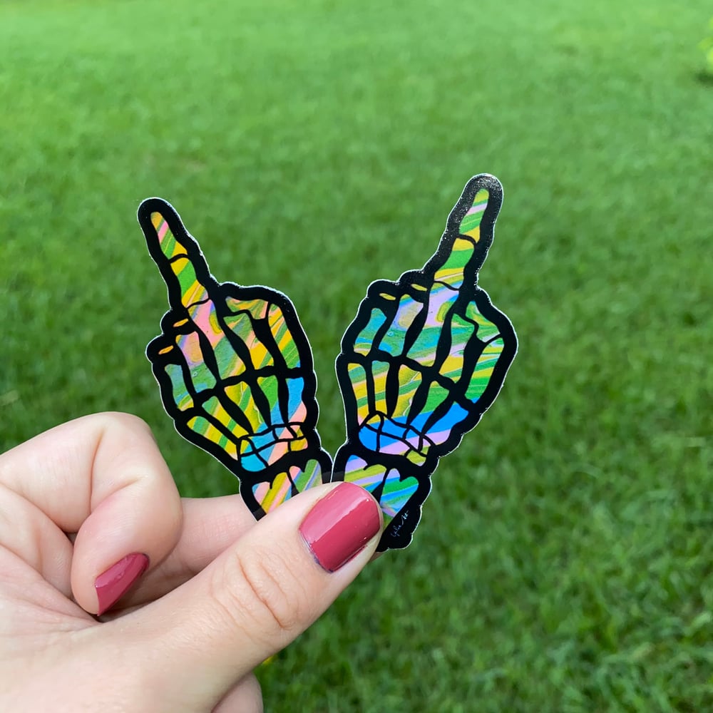 Image of Holographic middle finger stickers