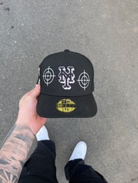 Image 2 of PINK BRIM BLACK TRI TONE NY METS CUSTOM FITTED CAP