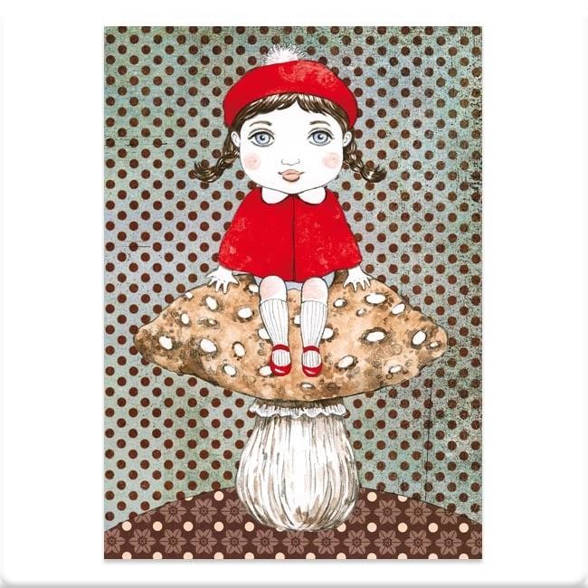 Image of Carte postale fille au champignon