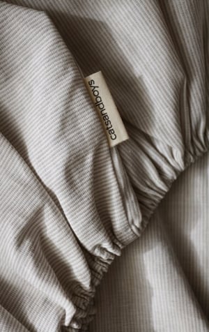 Image of linen striped fitted bedsheet