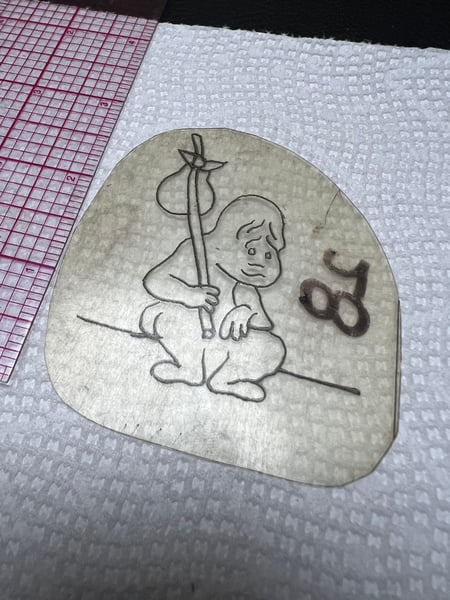Image of Original 1950’s  “Painless Nell” Bowen Acetate Stencil 3”  “Hobo Ghost” (Unmarked)