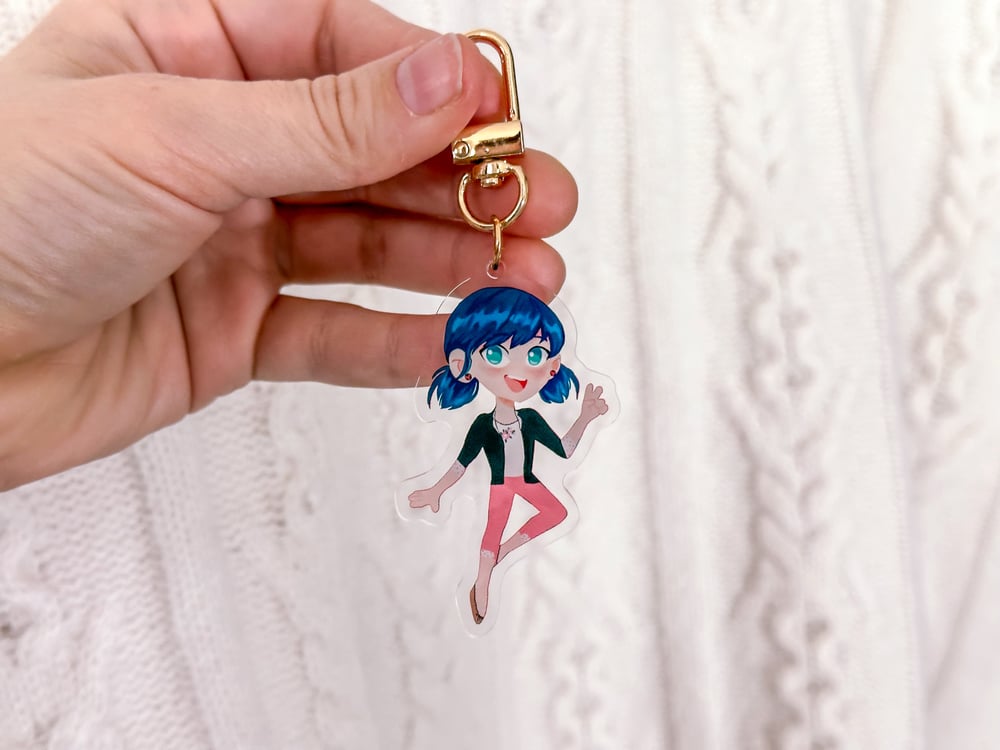 Image of Marinette/ Ladybug 2.5” Double Sided Acrylic Keychain