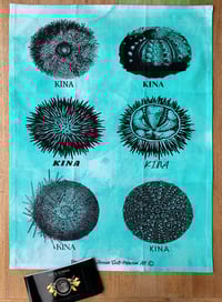 Image 3 of Kina (black & turquoise) -  Tea towel 