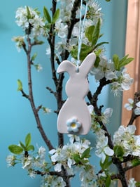 Image 1 of Ceramic Floppy Ear Flower Bottom Bunny decoration