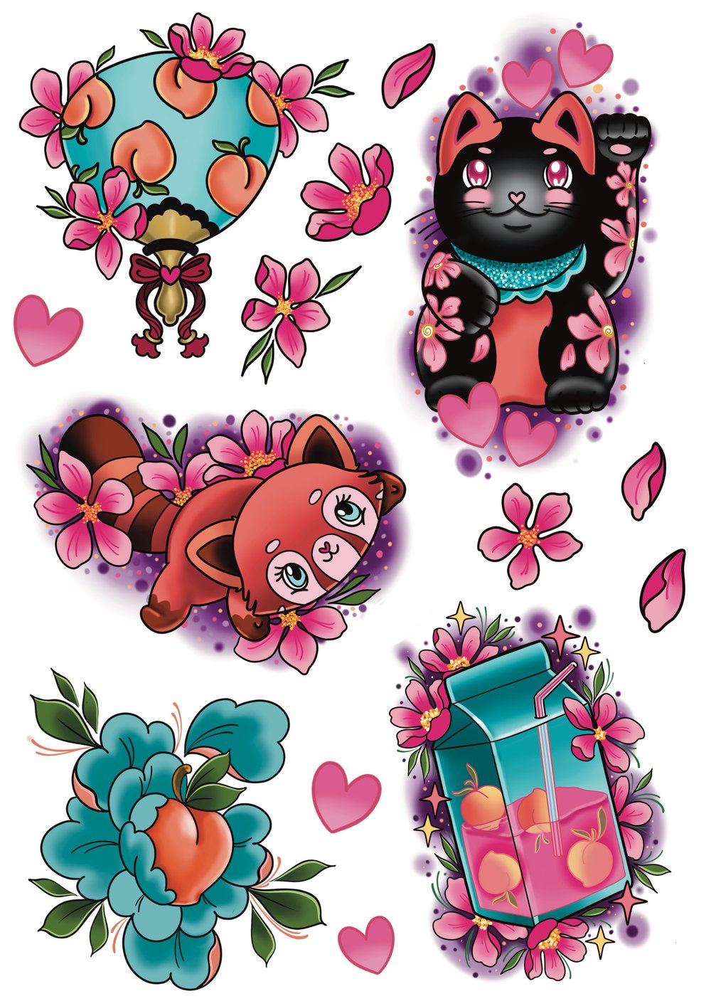 Peachy blossoms temporary tattoos