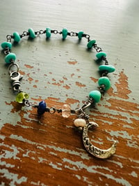 Image 5 of Turquoise Nugget Bracelet With Moon Charm