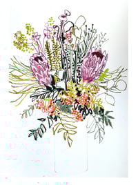 Image 1 of Floral still life unframed original oil pastel drawing 