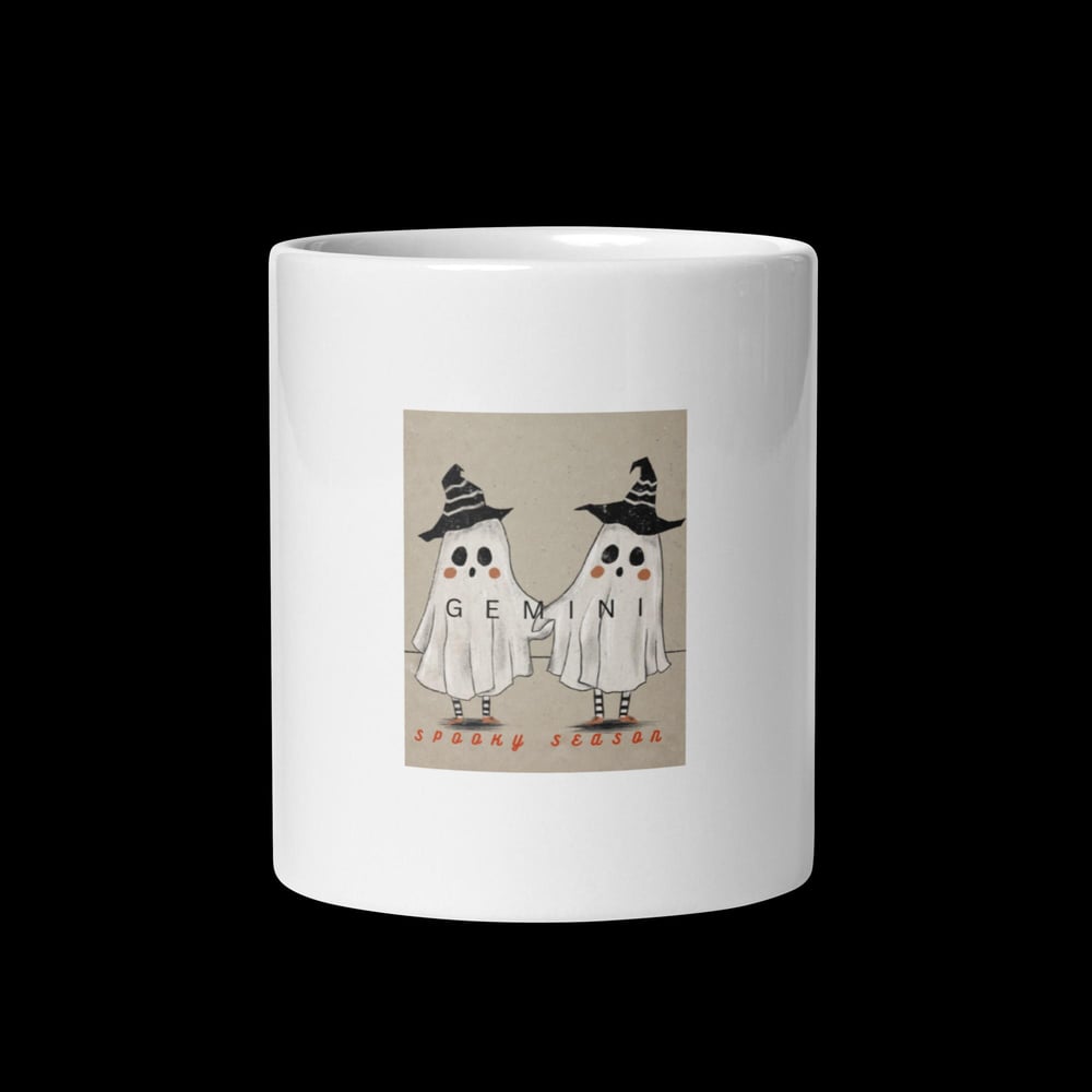 Image of Gemini Spooky Season White Glossy Mug