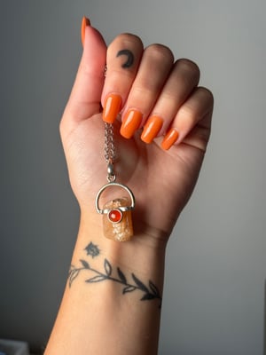 STILBITE X CARNELIAN NECKLACES .925 STERLING SILVER