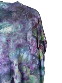 Image 4 of ♻️ UPCYCLED L Open Front Kimono Style Sweater Cardigan in Mermaid Watercolor Ice Dye