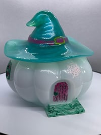 Image 2 of Resin Pumpkin Witch Hat House Jar