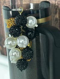 Image 2 of Wild Blooms Black, Gold, and Cream Tumbler Straw Bauble