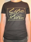 Image of Women's Black Fitted T with Metallic Gold Logo