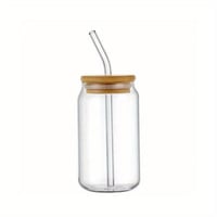 Image 1 of 20oz Glass Cup with Bamboo Lid 