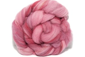 Image of Polwarth, & Angelina Hand Pulled Top / Roving - Rose
