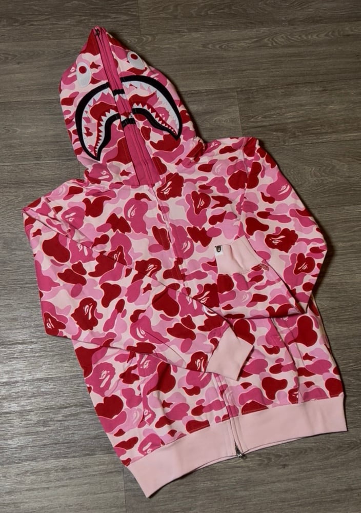 Image of BPE Pink Double Hoodie (Full ZipUp)