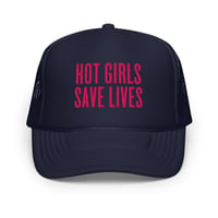 Image 5 of HOT GIRLS SAVE LIVES - THE TWO TONE FOAM TRUCKER HAT IN PINK 