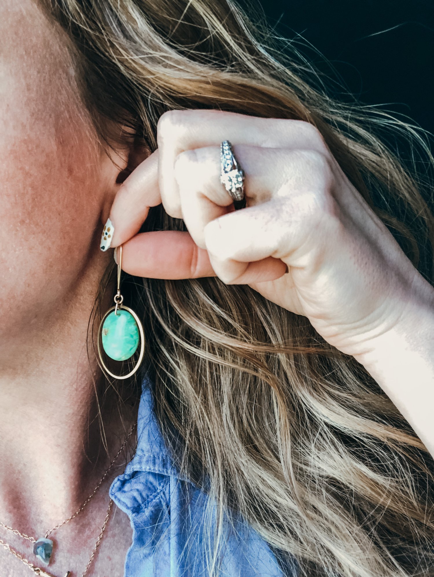 Image of OOAK Chrysoprase Oval Hoop Dangles