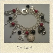 Image of 'I'm Late!' Alice in Wonderland Themed Charm Bracelet