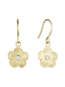 Image of Petunia Earrings with Rose Cut Diamond, 14K Yellow Gold