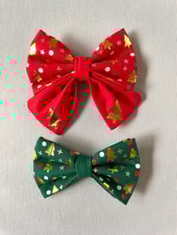 Image 1 of Gold Christmas Trees Bow Tie / Sailor Bow