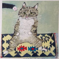 Image 2 of Small square art print -cat on a mat 