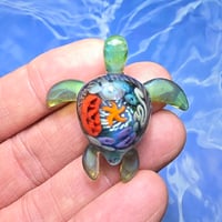 Image 1 of "UNDER THE SEA" CORAL REEF IMPLOSION SEA TURTLE PENDANT MEDIUM 6