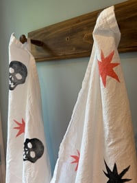 Image 2 of Skull Pattern Tea Towel - Hand Stamped