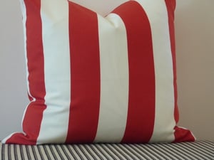 Image of Red/White Striped Cushion - to fit 50x50cm insert