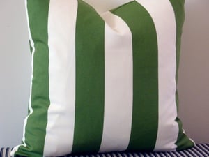 Image of Green/White Striped Cushion - to fit 50x50cm insert